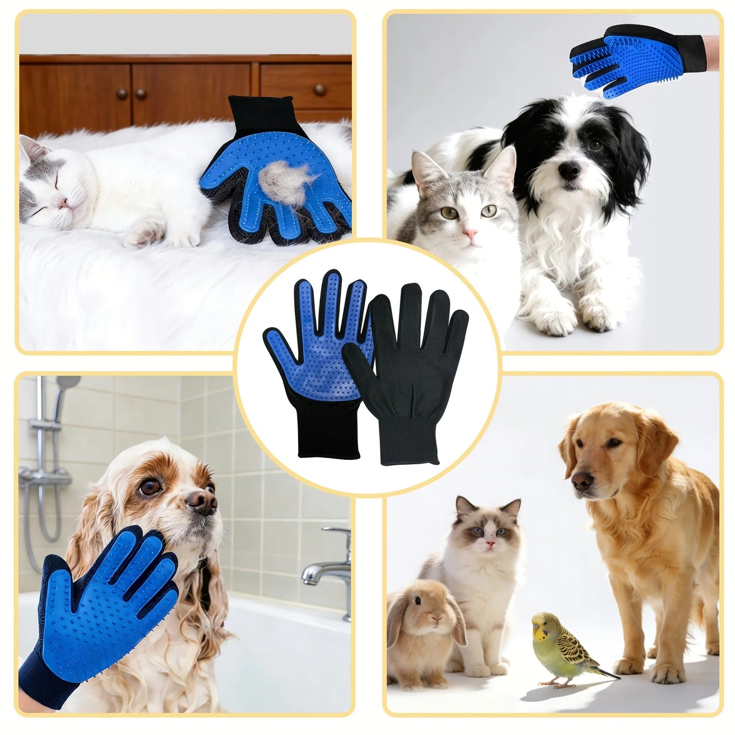 2 Pieces of Pet Grooming Gloves,Hair Removal Gloves with Hair Removal and Massage Functions,Remove Floating Hair Tools.