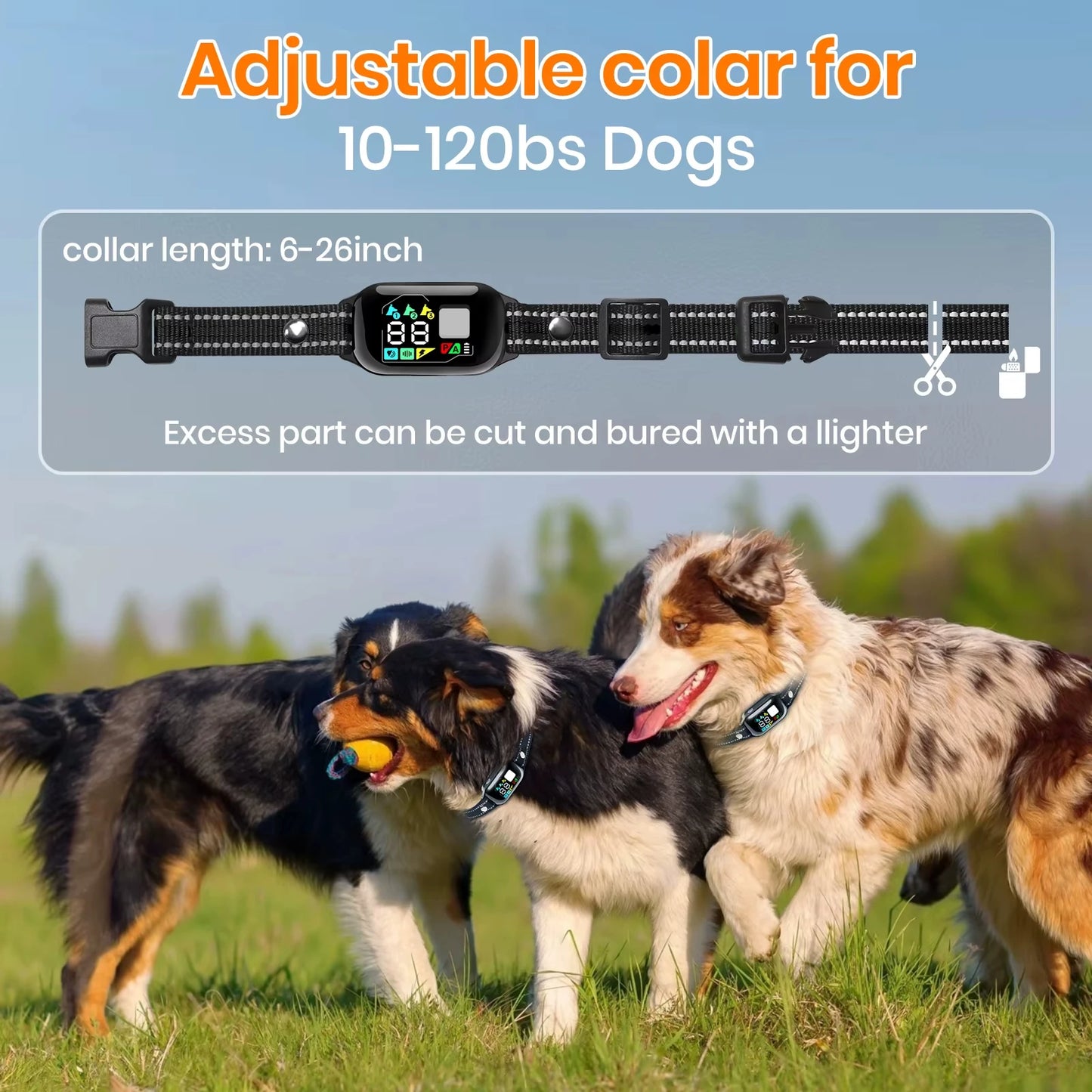2026 New AI Electric Collar for 10-120Lbs Dogs,3300Ft 2 in 1 Automatic Dog Training Collar,Ipx7 Waterproof Dog Shock Collar