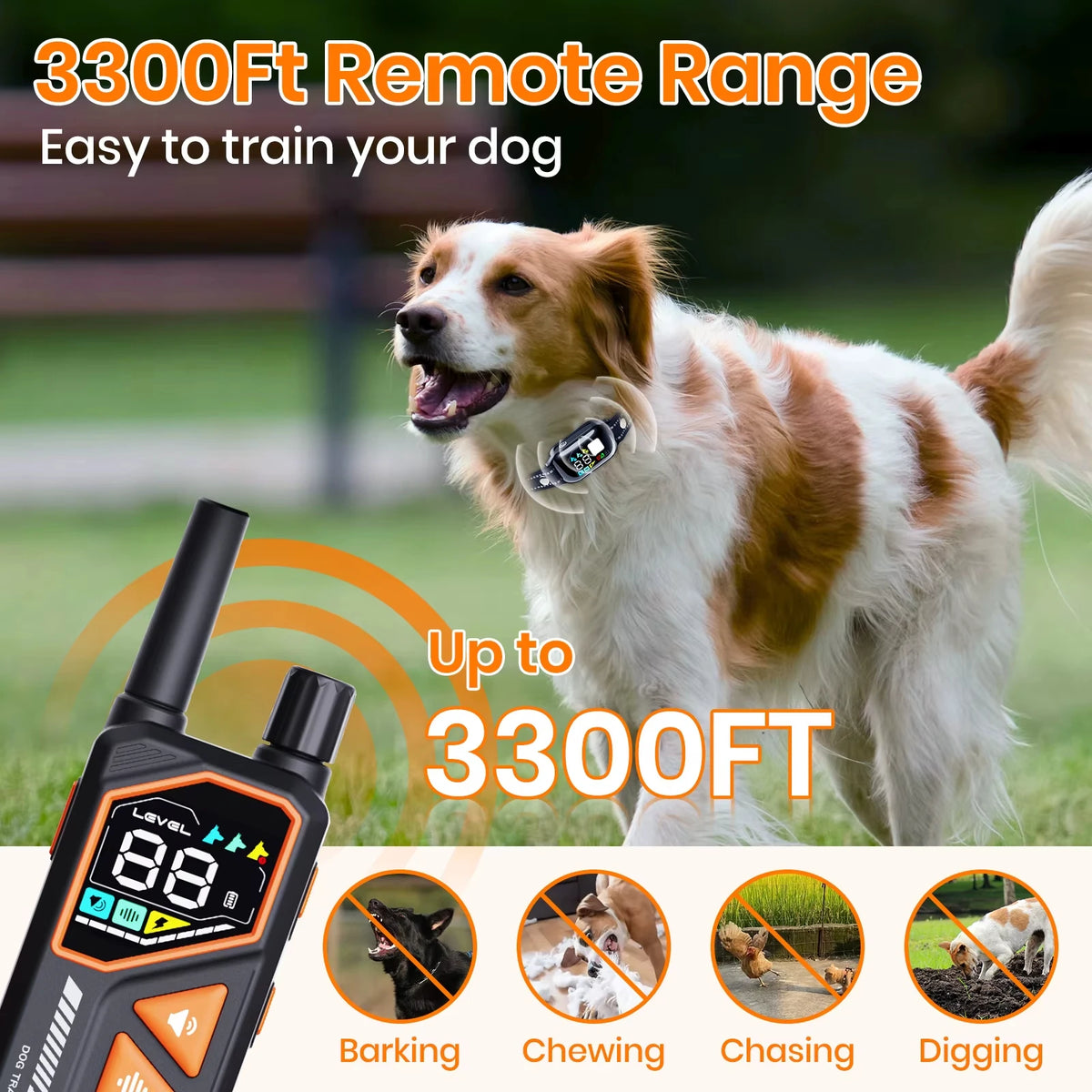 2026 New AI Electric Collar for 10-120Lbs Dogs,3300Ft 2 in 1 Automatic Dog Training Collar,Ipx7 Waterproof Dog Shock Collar
