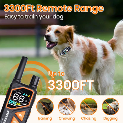 2026 New AI Electric Collar for 10-120Lbs Dogs,3300Ft 2 in 1 Automatic Dog Training Collar,Ipx7 Waterproof Dog Shock Collar