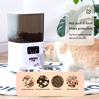 5L Pet Feeder with Camera Automatic Cat Feeder Smart Dog Food Dispenser Wifi Timing Quantitative Stainless Steel Feeding Bowl