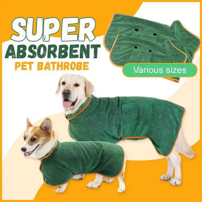 Pet Bathrobe Higly Absorbent Dog Drying Coat Quick Dry Adjustable Towel Cloth for Small Medium Large Pet Dog Cat Bath Robe