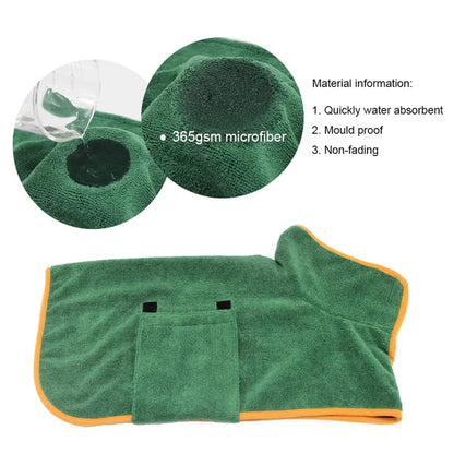 Pet Bathrobe Higly Absorbent Dog Drying Coat Quick Dry Adjustable Towel Cloth for Small Medium Large Pet Dog Cat Bath Robe