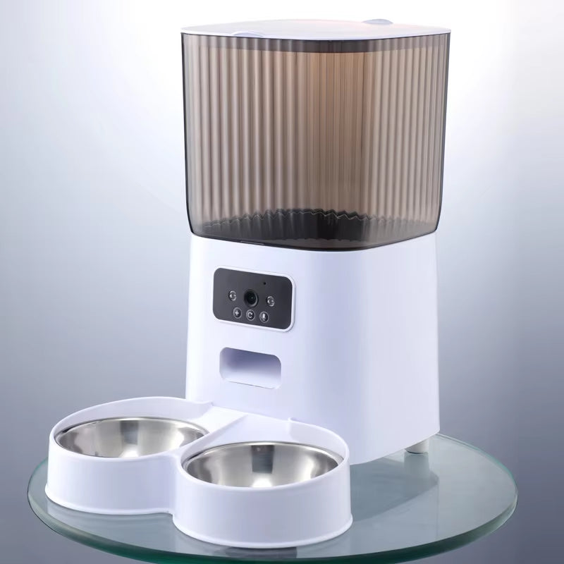 5L Pet Feeder with Camera Automatic Cat Feeder Smart Dog Food Dispenser Wifi Timing Quantitative Stainless Steel Feeding Bowl